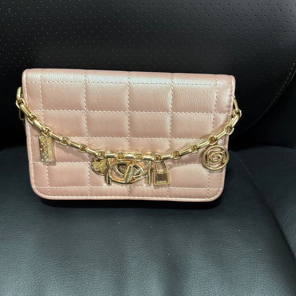 bebe Crossbody Bag in Iridescent Mauve (Pink) w/Charms - Picture 7 of 8